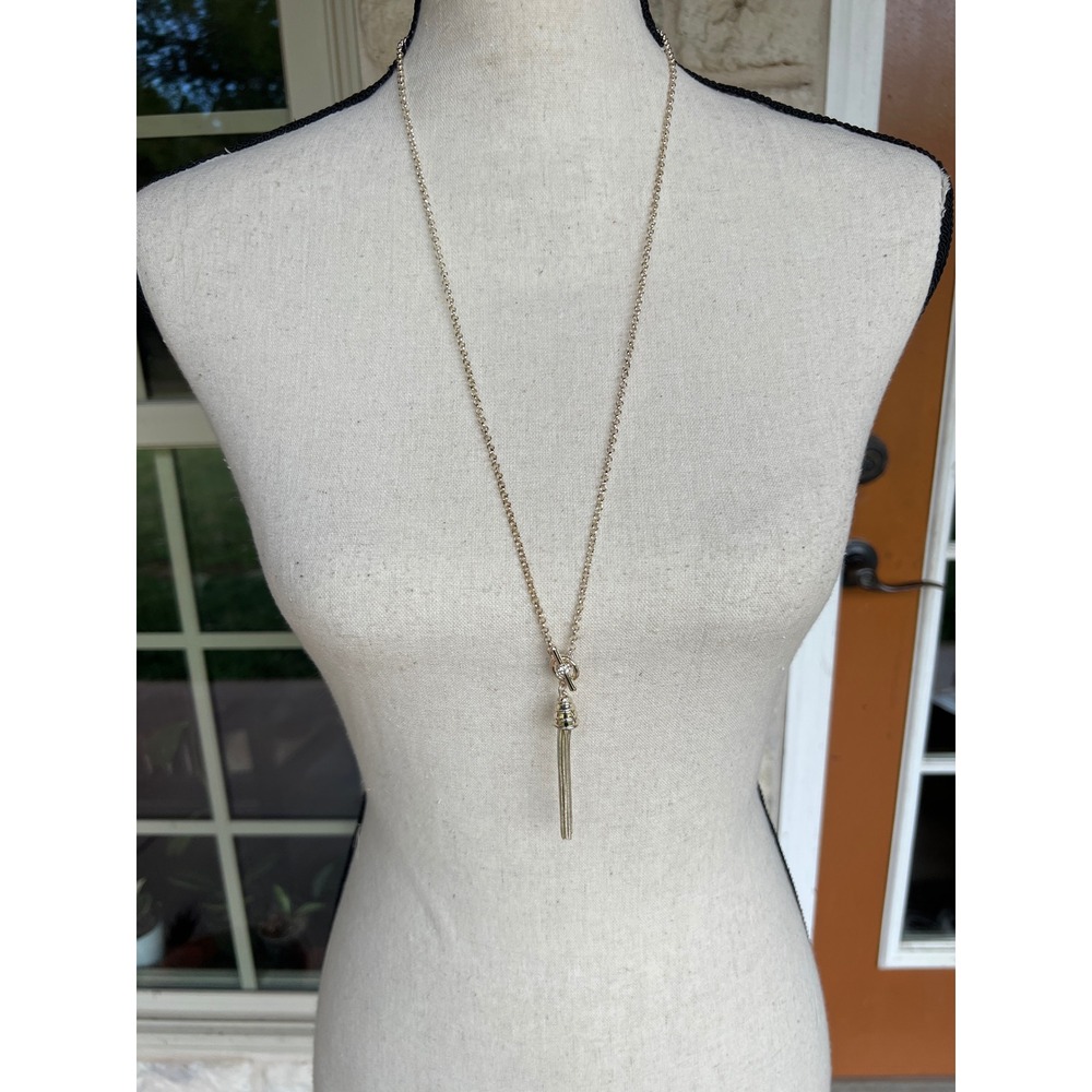 Lydell NYC Gold Tone Toggle Tassel Long Necklace Rhinestone Accent NWT